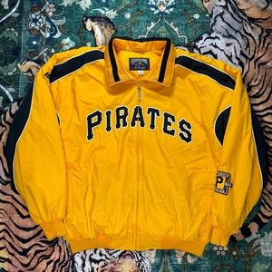 Vintage Pittsburgh Pirates MLB Baseball Jacket Full Zip Coat XL Majestic Yellow